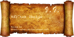 Vétek Ibolya névjegykártya